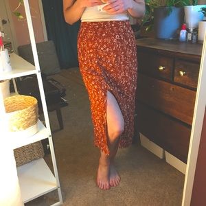 Floral Midi Skirt with Slit